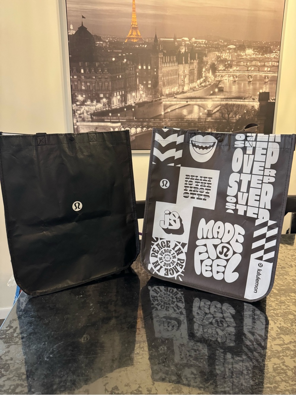 lululemon athletica Black and White Graphic Duffel Tote
